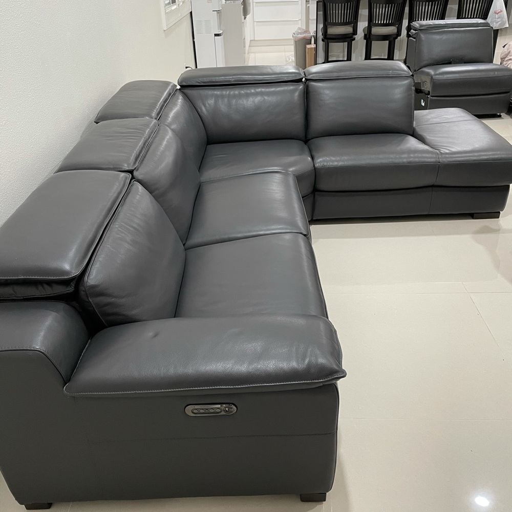 Leather power sectional